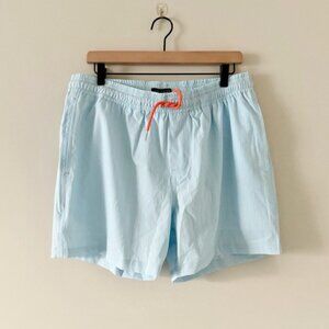 NWT East X East Lined Swim Trunks in Light Blue with Orange Stripe Size XL